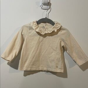 Petite Bateau Cream Ruffled Long Sleeve 12 Months